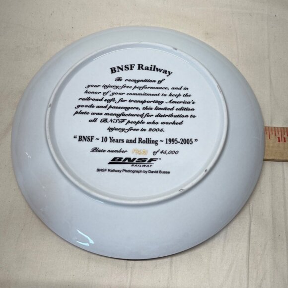 BNSF Railway 10 Years and Rolling Collectible Injury Free Plate David Busse - Picture 3 of 3